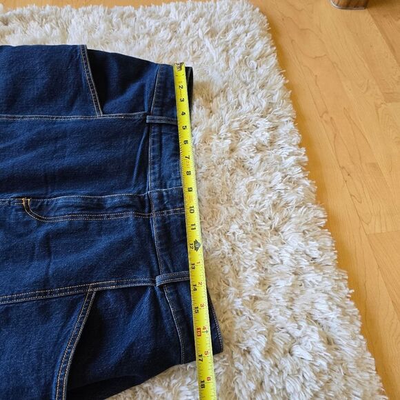 Anthropologie Pilcro Fluted Denim Maxi Skirt Stretch Dark Denim Size 16 Modest - Picture 4 of 8